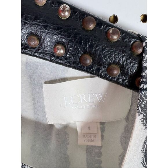 J. Crew Printed Optical Lace Long Sleeve silk Blouse size 4 - Picture 3 of 4